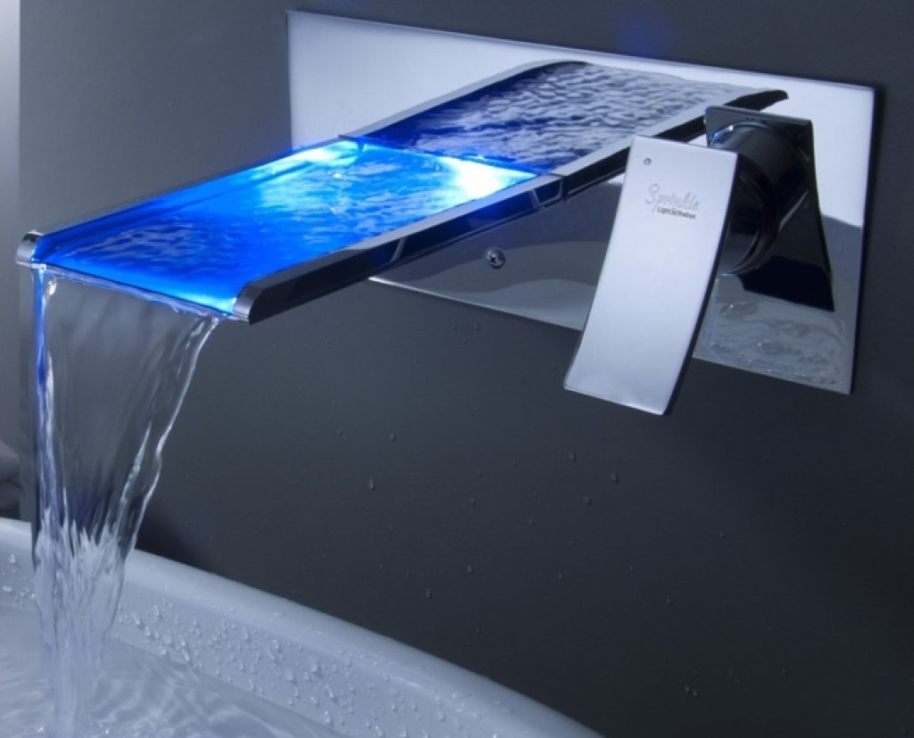 sprinkle color changing led waterfall bathroom sink faucet