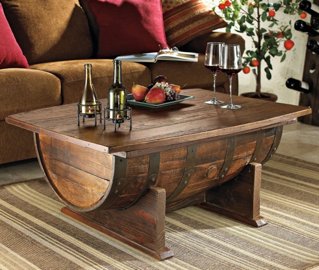Handmade Vintage Oak Whiskey Barrel Coffee Table