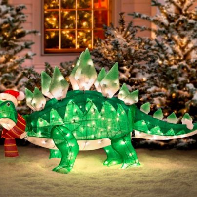 Animated Tinsel Christmas Dinosaur
