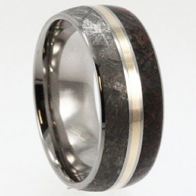 A Ring Made From Dinosaur Bone, Meteorite, And Gold