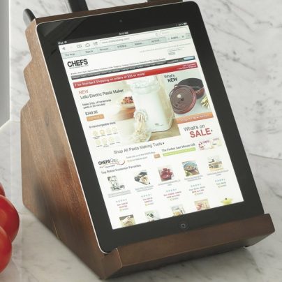 A Knife Block With Built-In Shelf To Place Your Tablet Or Cookbook