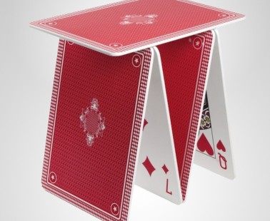 A Side Table Made From Five Oversized Playing Cards