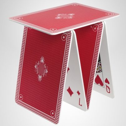 A Side Table Made From Five Oversized Playing Cards