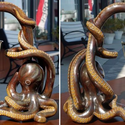 Carved Octopus Lamp by Aldo Tura