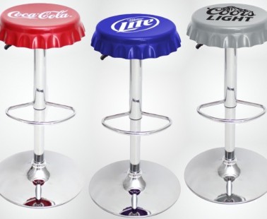 Bottle Cap Bar Stools – Coca-Cola, Miller Lite and Coors Light