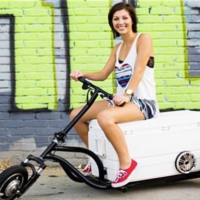 A Three-Wheeled, Rideable, Drivable Cooler