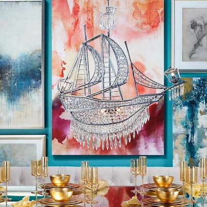 Crystal Pirate Ship Chandelier