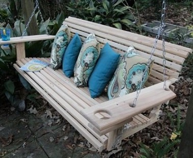 5 Foot Cypress Porch Swing with Cupholders