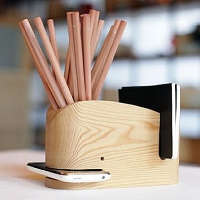 Wood Whale Desktop Organizer