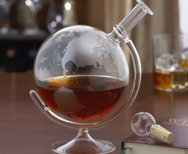 Etched World Globe Spirits Decanter