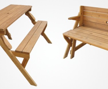 A Garden Bench That Unfolds Into A Picnic Table