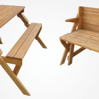 A Garden Bench That Unfolds Into A Picnic Table