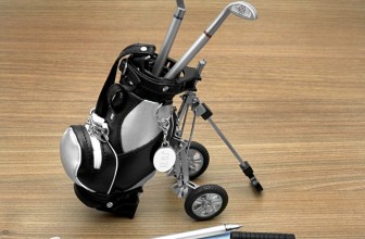 Golf Club Pen Set With Golf Bag On Cart