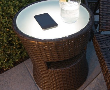 LED Patio Side Table with Built-In Speaker