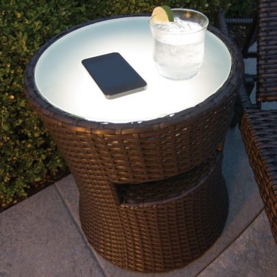 LED Patio Side Table with Built-In Speaker