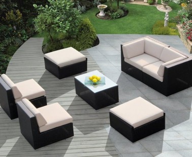 Modern 7-Piece Wicker Outdoor Sectional by Ohana