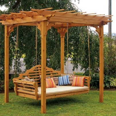 Cedar Pergola Swing Bed Stand