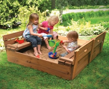 Covered Sandbox With Benches