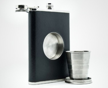 A Flask With Built-in Collapsible Shot Glass