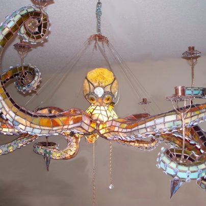 Stained Glass Octopus Chandelier
