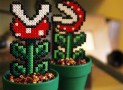 Super Mario Inspired 8bit Plants Made Of Fused Plastic Beads