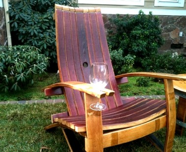 Wine Barrel Adirondack Chair with Wine Glass Holder