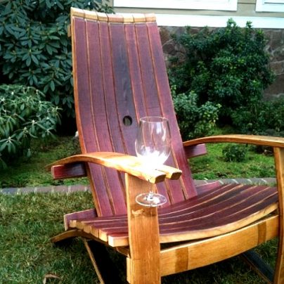 Wine Barrel Adirondack Chair with Wine Glass Holder