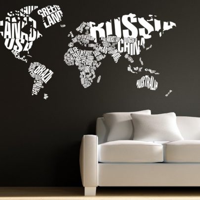 Typographic World Map Wall Decal